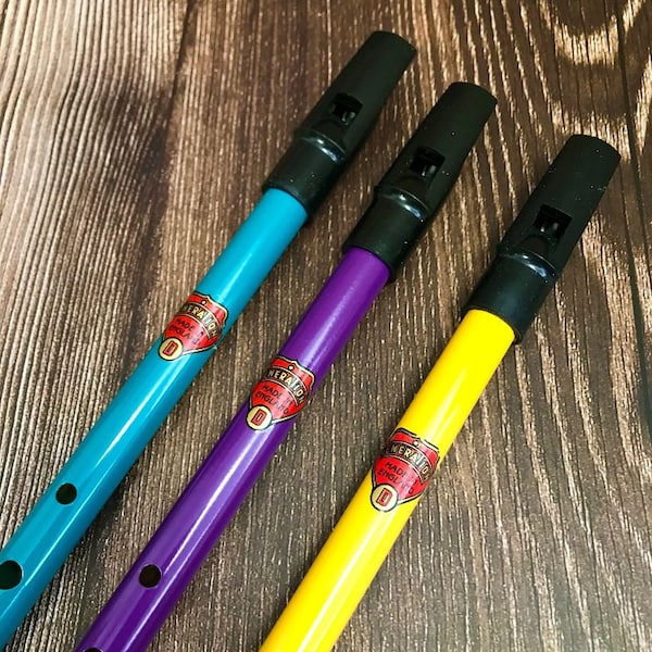 Generation Aurora English Penny Whistle In Key of D / Tin Whistle - Dark Purple, Yellow, Blue Teal