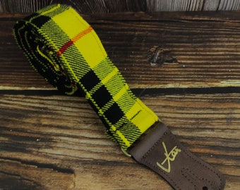 Handmade Scottish Tartan 70's VTAR Vegan Guitar Strap - MacLeod of Lewis