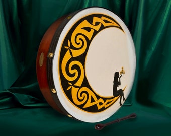 Handmade Dannan 16 Vegan Bodhran Rhiannon Moon Hand Drum
