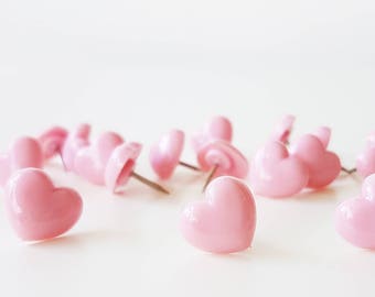 10 Sweet Pink Heart Push Pins Thumbtacks