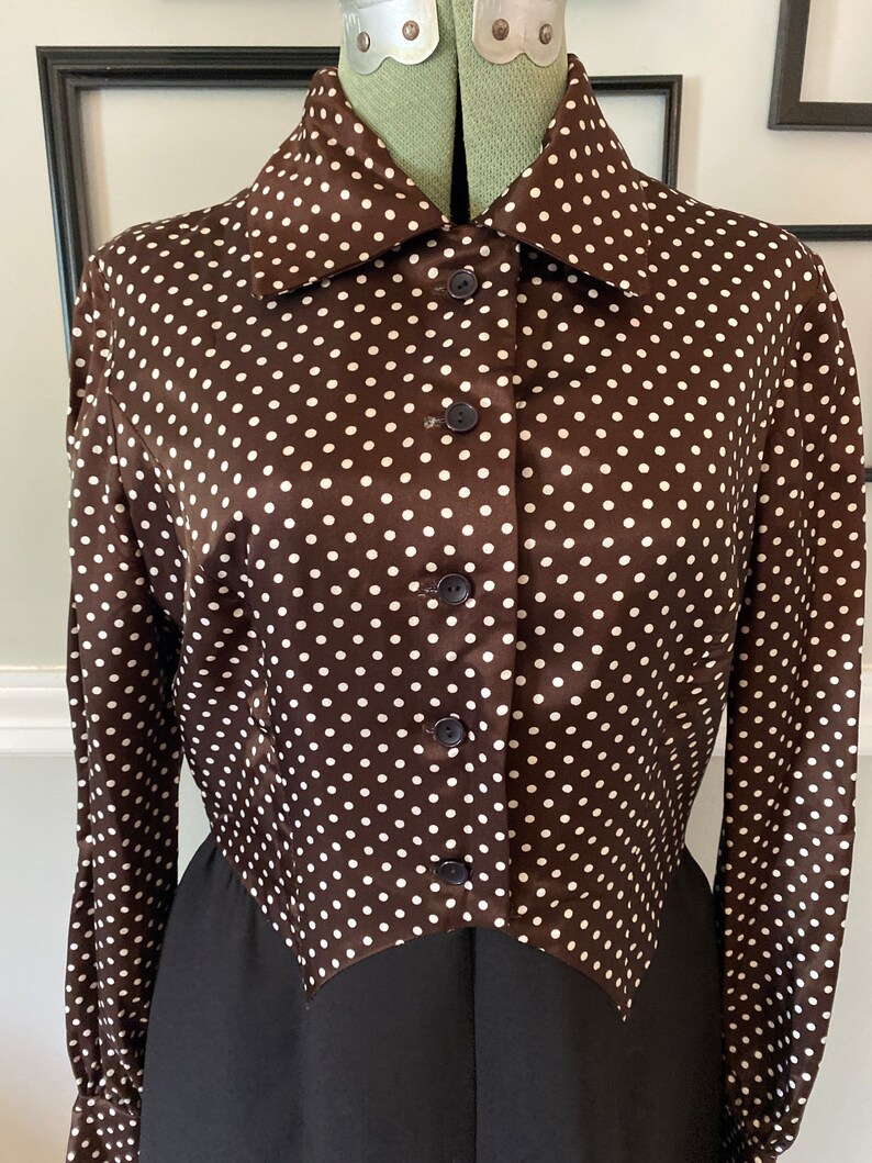 Vintage 1960s Chocolate Brown Power Suit Dress with Matching Jacket and Tie image 8