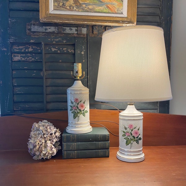 Pair of 1970s/1980s Vintage Floral Lamps