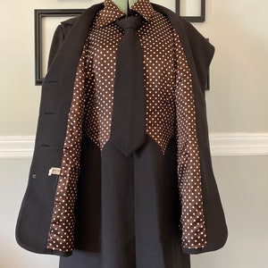 Vintage 1960s Chocolate Brown Power Suit Dress with Matching Jacket and Tie image 6