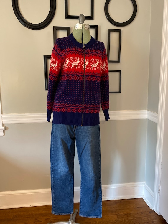 Vintage 1980s Zip-up Nordic Sweater