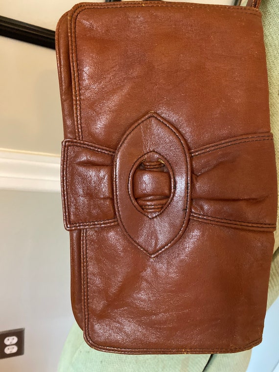 Vintage 1970s/1980s Brown Leather Clutch - image 2