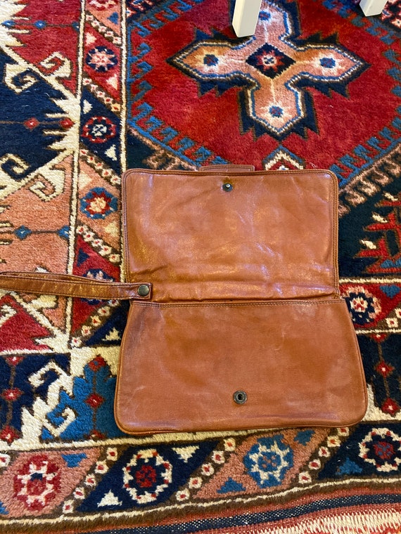 Vintage 1970s/1980s Brown Leather Clutch - image 4