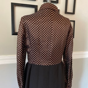 Vintage 1960s Chocolate Brown Power Suit Dress with Matching Jacket and Tie image 9