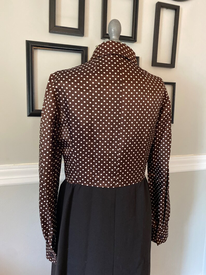 Vintage 1960s Chocolate Brown Power Suit Dress with Matching Jacket and Tie image 9