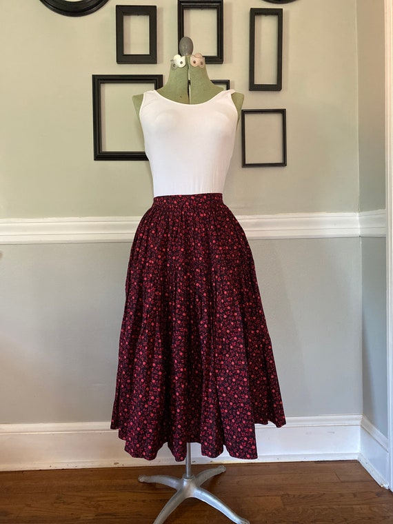 80s Helene Straber Skirt|Vintage Floral Skirt with Pockets| 80s Black Midi Skirt with statement paisley print main image 0