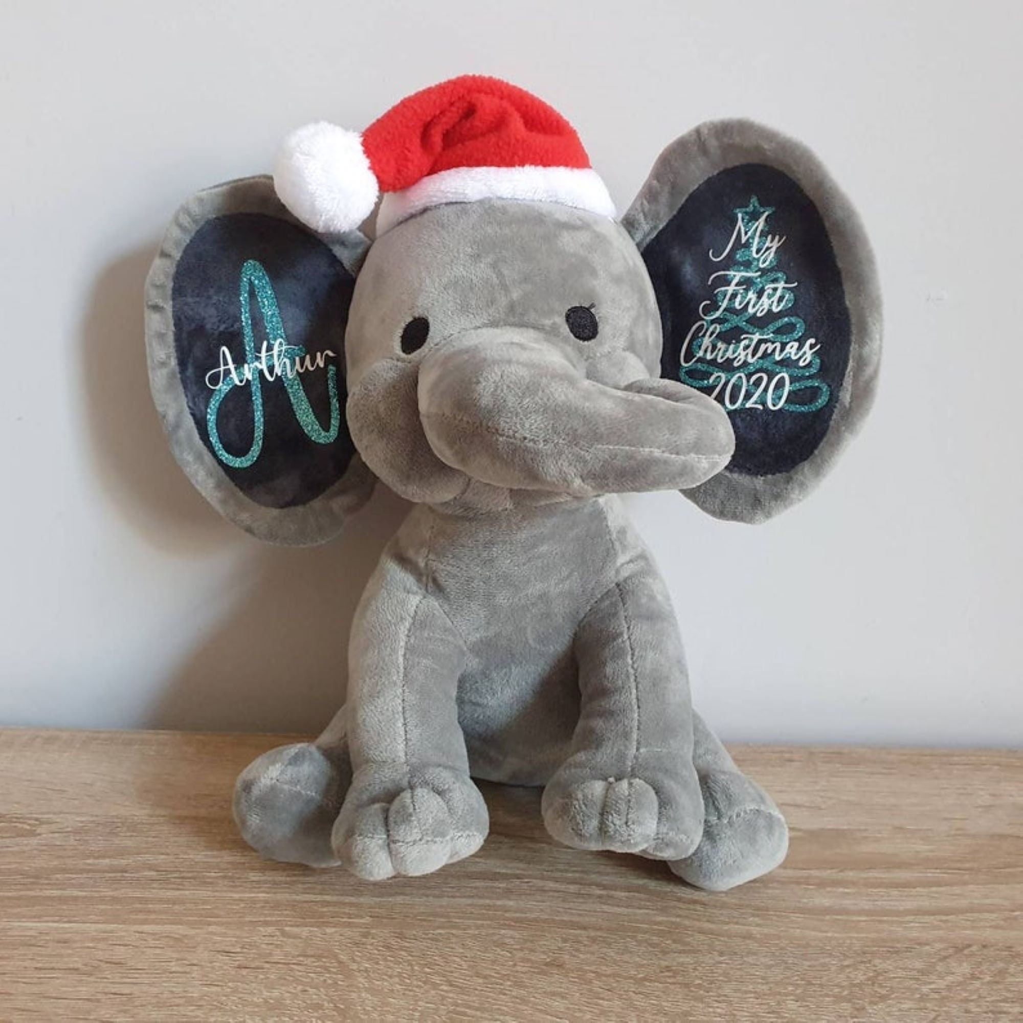 Personalised baby elephant teddy Baby's first Christmas Etsy