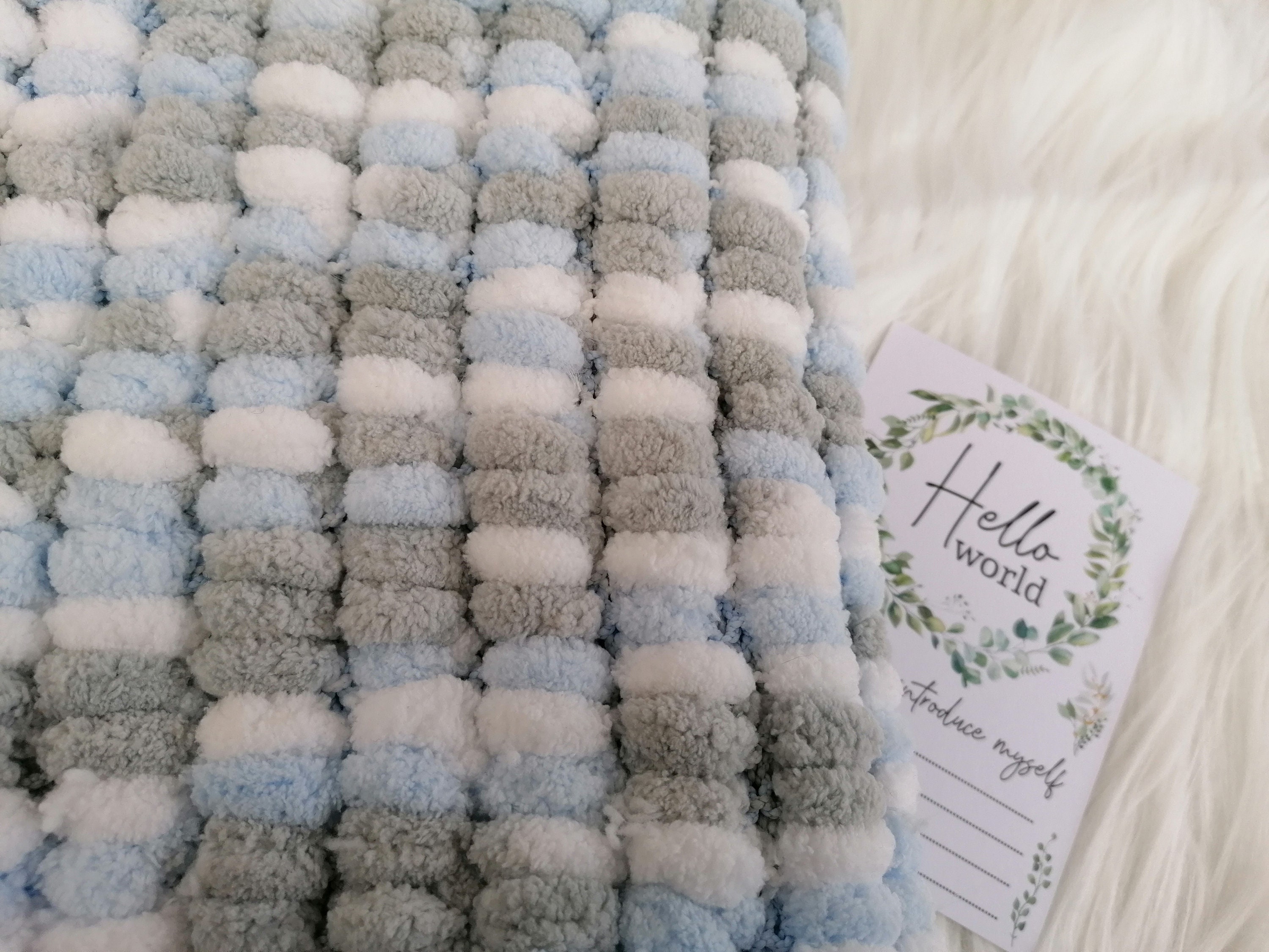 Beautiful Soft Marshmallow/pom Pom Baby Blanket for Baby Boy Etsy UK