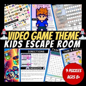Video Game Themed Escape Room Kit, Birthday Party Games, Escape Room for Kids, Printable Birthday Party Games, DIY Escape Room