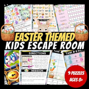 Druckbares Escape Room für Kinder, Geburtstagsspiele, Kinderpuzzle, druckbare Gesellschaftsspiele, Osterthema, Osterparty