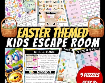 Printable Escape Room For Kids, Birthday Party Games, Kids Puzzles, Printable Party Games, Easter Theme, Easter Party