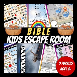 Printable Bible Escape Room For Kids, Birthday Party Games, Kids Puzzles, Printable Party Games, Secret Codes