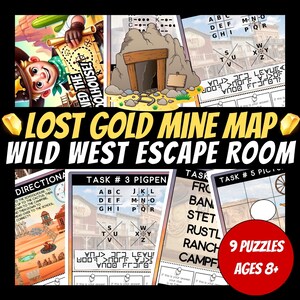 Wild West Escape Room Kit, Escape Room For Kids, Birthday Party Games, Kids Puzzles, Printable Party Games, Kids Escape Room, DIY Printable