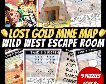 Kit de escape room del Salvaje Oeste, Escape Room para niños, Juegos para fiestas de cumpleaños, Rompecabezas para niños, Juegos de fiesta imprimibles, Escape Room para niños, Imprimibles DIY