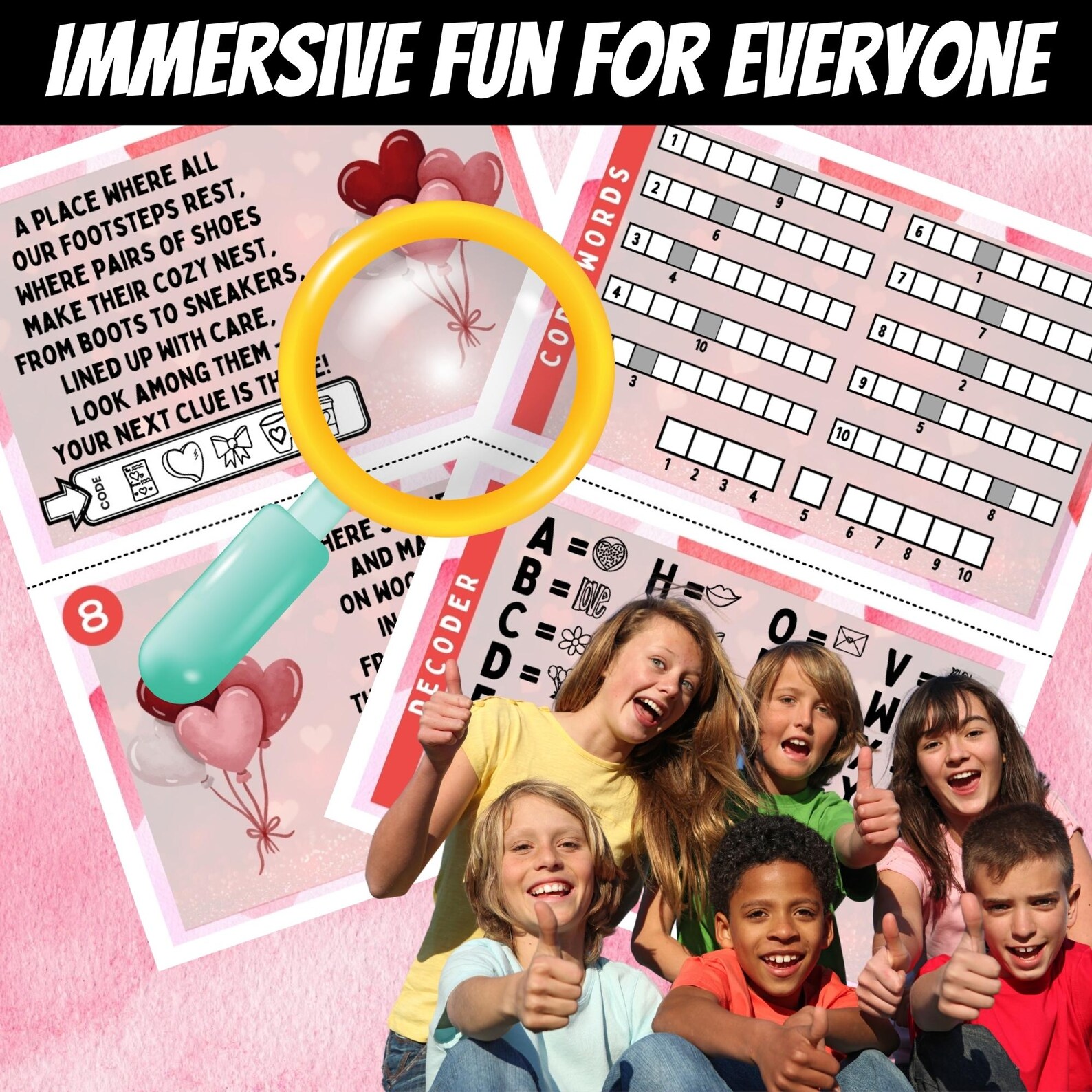 Valentines Day Themed Scavenger Hunt for Kids, Printable Kids Treasure ...