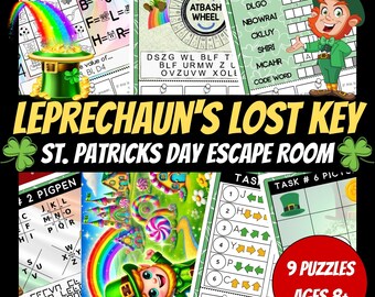 Printable St Patrick's Day Escape Room For Kids, Birthday Party Games, Kids Puzzles, Printable Party Games, Family Game Night