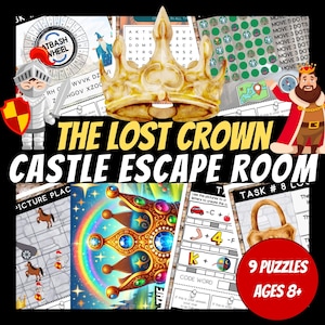 Printable Medieval Castle Escape Room For Kids, Birthday Party Games, Kids Puzzles, Printable Party Games, Kids Escape Room