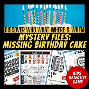 Birthday Murder Mystery Style Game For Kids, Birthday Mystery Party Game, Detective Party, Printable Party Props, Secret Agent Code Game