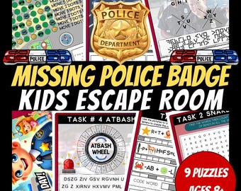 Sala de escape de la policía imprimible para niños, juegos para fiestas de cumpleaños, rompecabezas para niños, juegos de fiesta imprimibles, sala de escape para niños, imprimibles DIY