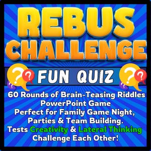 Rebus Challenge Powerpoint Game, Family Fun Game Night, Games for Family, Riddle Quiz, Trivia Quiz, Virtual Quiz Night, Icebreaker Game