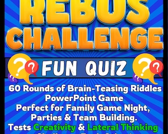 Rebus Challenge Powerpoint Game, Family Fun Game Night, Games for Family, Riddle Quiz, Trivia Quiz, Virtual Quiz Night, Icebreaker Game