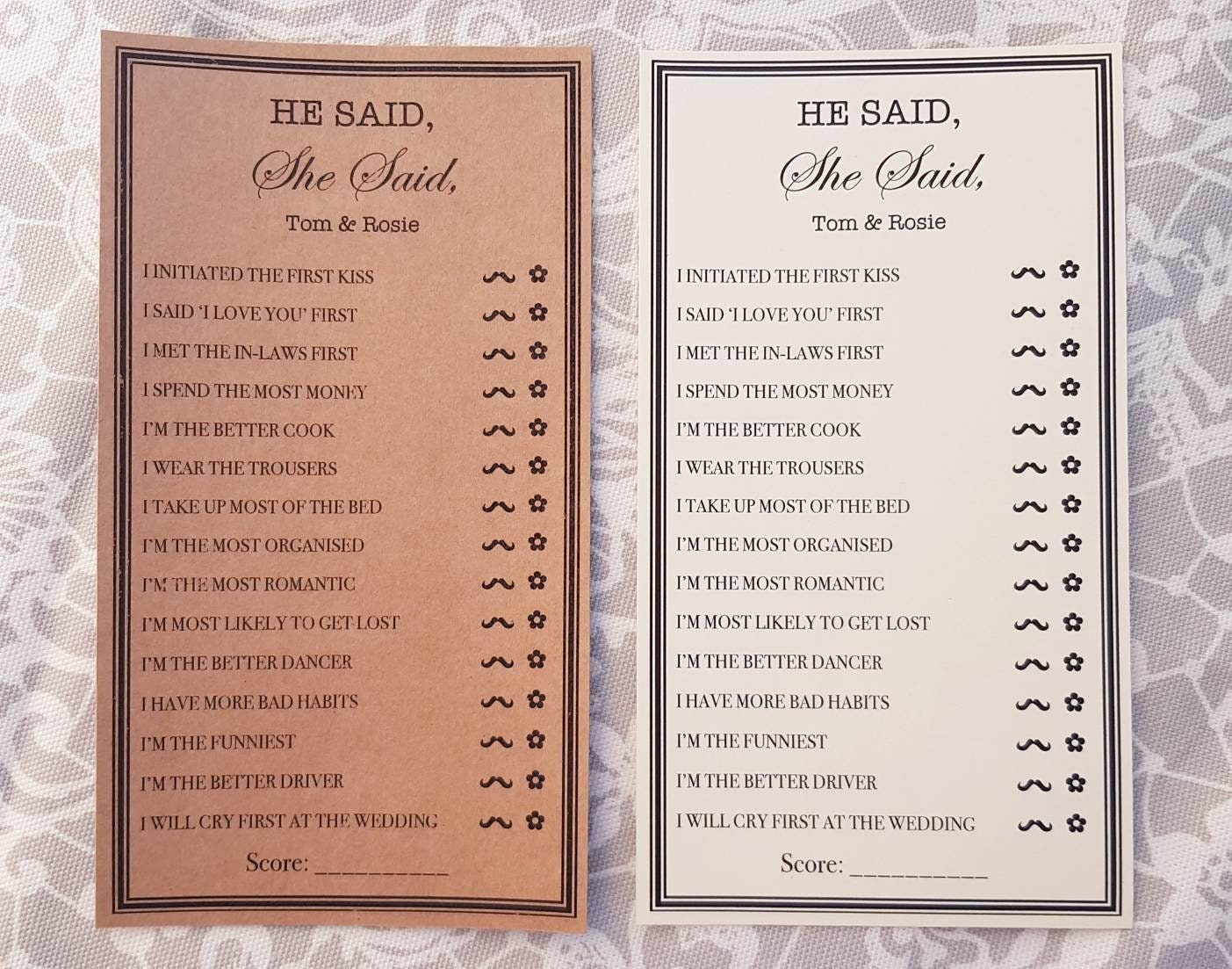 He Said She Said Wedding Party Game Hen Do Fun Bride Groom Etsy Uk