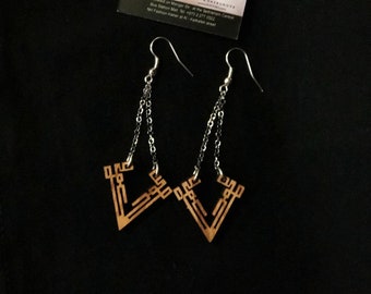 Resilience Arabic calligraphy olive wood earrings