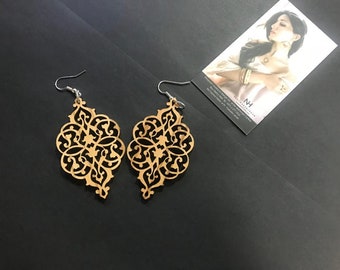 Arabesque olivewood earrings