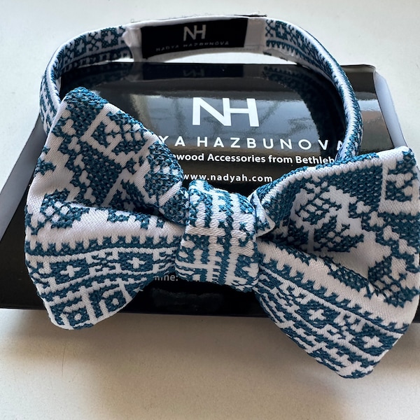 Palestinian neck Bow Tie (boys/mens) comes in kuffyeh print or with machine embroidered Palestinian motifs