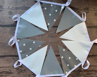 Outdoor Bunting Decor Oilcloth Handmade Nursery Turquoise Teal Gingham