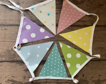Outdoor Bunting Decor Oilcloth Handmade Nursery Turquoise Teal Gingham