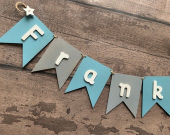 Handmade Personalised Chalk Paint Wooden Bunting Mixed Shape Flags