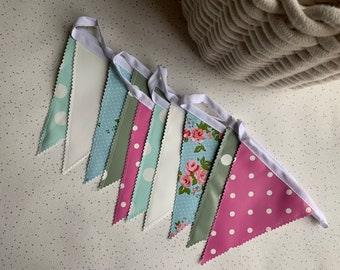 Handmade Outdoor Waterproof Bunting Oilcloth Dark Beautiful Birds Dunelm Mill White Single or Double Sided