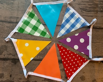 Outdoor Bunting Decor Oilcloth Handmade Nursery Turquoise Teal Gingham
