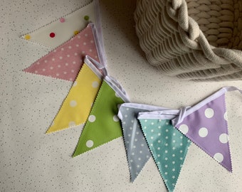 Handmade Outdoor Waterproof Bunting Oilcloth Dark Beautiful Birds Dunelm Mill White Single or Double Sided