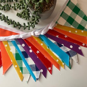Outdoor Handmade Waterproof Garden Bunting - Outdoor  Single or Double Sided   - Garland - Banner - Bright Rainbow