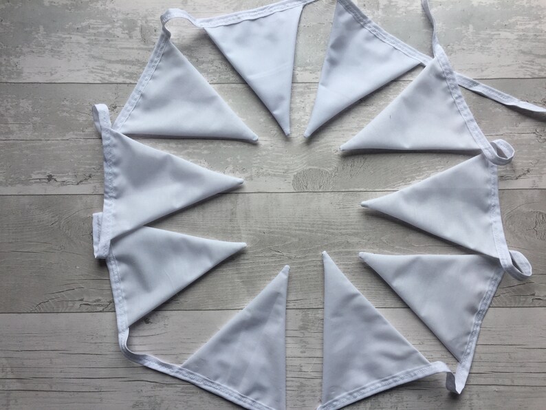 Handmade Garland Double Sided Cotton Bunting Pure White Wedding