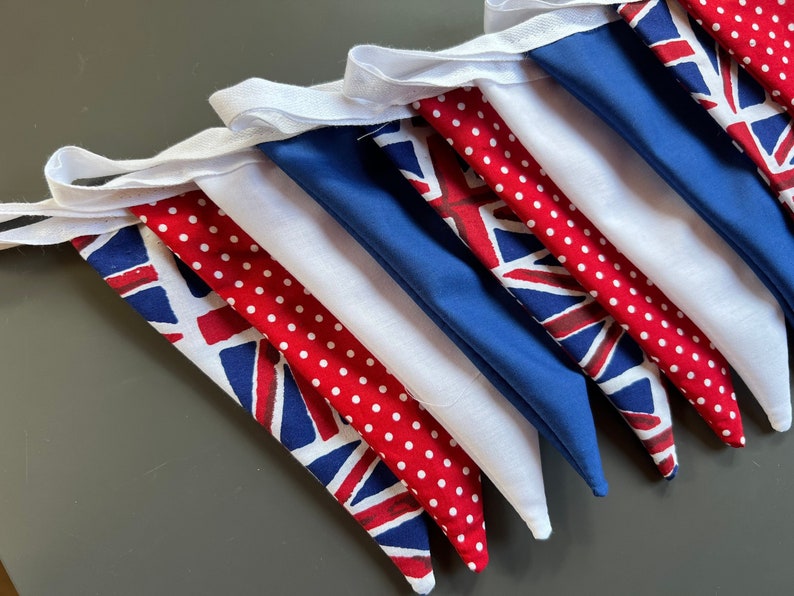 Handmade Garland Double Sided Cotton Bunting | Queens Platinum Jubilee | Union Jack U.K Flag | Long & Shorter Lengths 