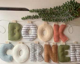 Padded Garland Banner Bunting Letters Classroom Books Book Corner Calm Reading Welcome Sign - Stars & Stripes Teacher Gift