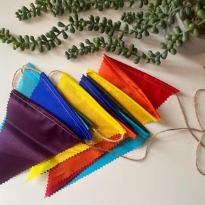 Outdoor Handmade Waterproof Garden Bunting - Playhouse Mud Kitchen - Garland - Banner - Bright Rainbow