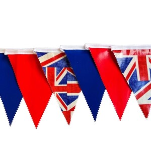 Outdoor Handmade Waterproof Garden Bunting - Outdoor Single or Double Sided - Garland - Banner - Red Blue Union Jack Flag