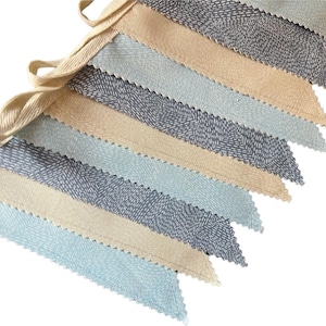 Outdoor Handmade Waterproof Garden Bunting - Outdoor  Single or Double Sided   - Garland - Banner - Natural Blues