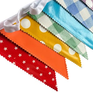 Outdoor Handmade Waterproof Garden Bunting - Outdoor  Single or Double Sided   - Garland - Banner - Bright Rainbow Nursery