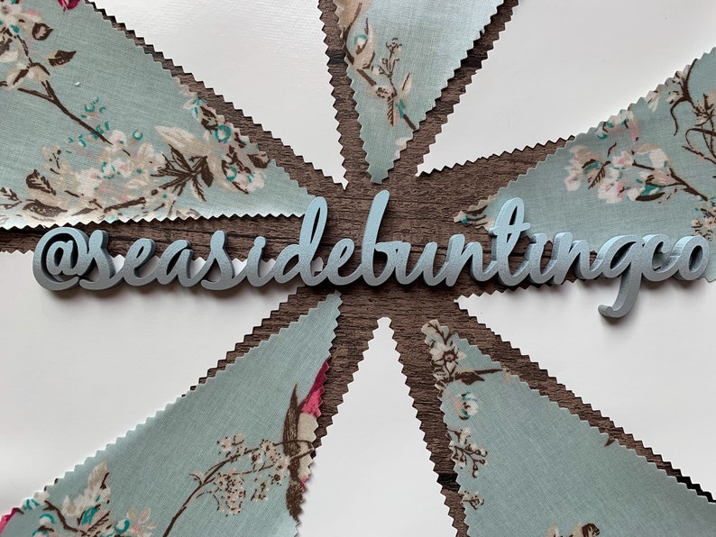 Handmade Outdoor Waterproof Bunting Oilcloth Dark Beautiful Birds Dunelm Mill White Single or Double Sided