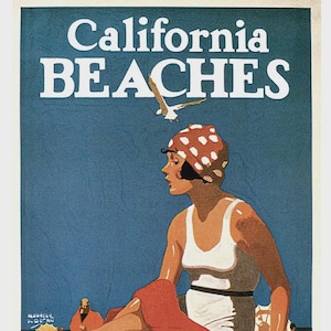 California Beaches Southern Pacific Railroad Vintage Travel Poster