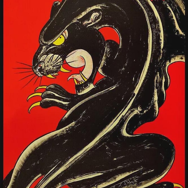 Póster de arte mural con el tatuaje de la Pantera Negra de Ed Hardy