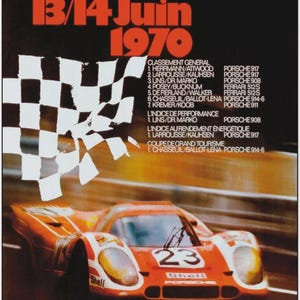 24 Heures du Mans Vintage Racing Poster 1970 Travel Poster